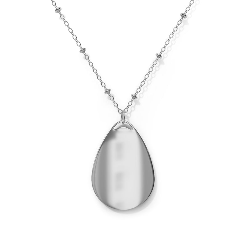 Gothic Bat Wing Oval Necklace — Silver Teardrop Pendant