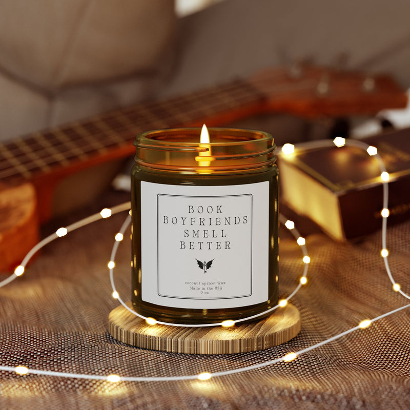Coconut Apricot Scented Candle — “Book Boyfriends Smell Better” (9oz)