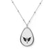 Gothic Bat Wing Oval Necklace — Silver Teardrop Pendant