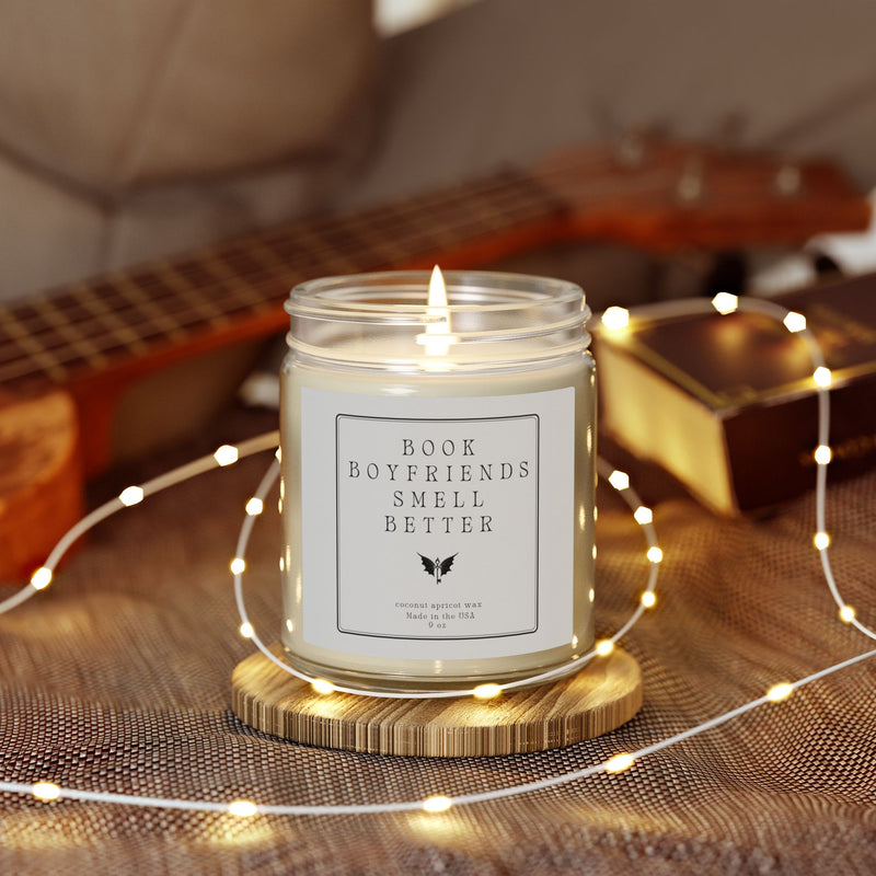 Coconut Apricot Scented Candle — “Book Boyfriends Smell Better” (9oz)